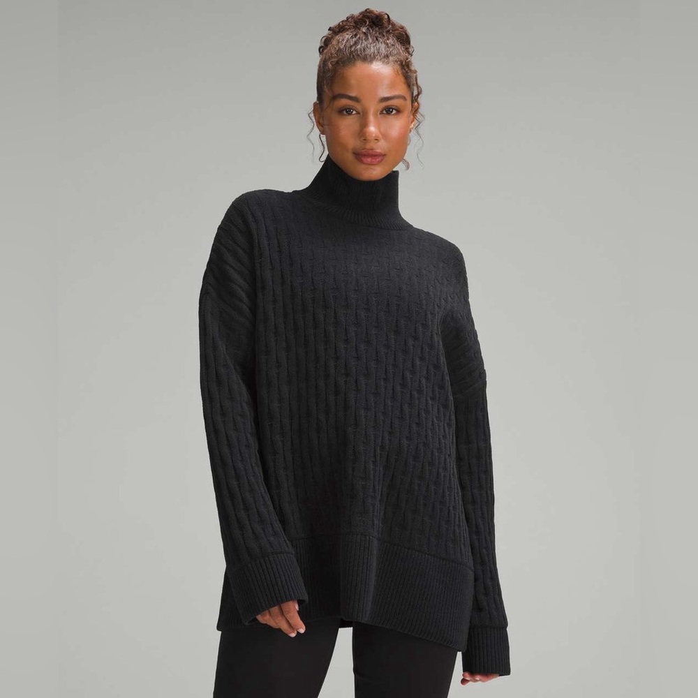 Lululemon Cable-Knit Relaxed-Fit Sweater Black